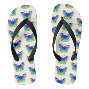 Rainbow Butterfly Peacock Eye Flip Flops