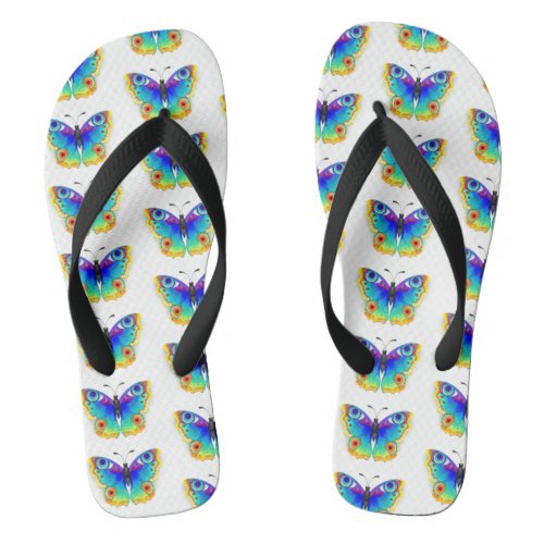 Rainbow Butterfly Peacock Eye Flip Flops