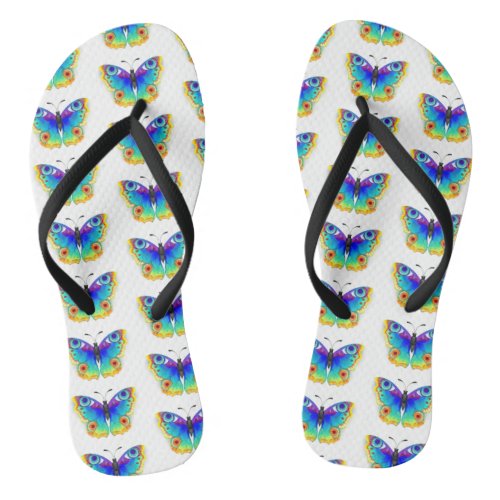 Rainbow Butterfly Peacock Eye Flip Flops