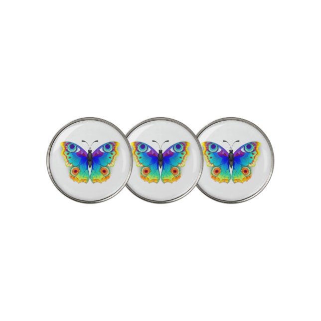 Rainbow Butterfly Peacock Eye Golf Ball Marker (3 Up)