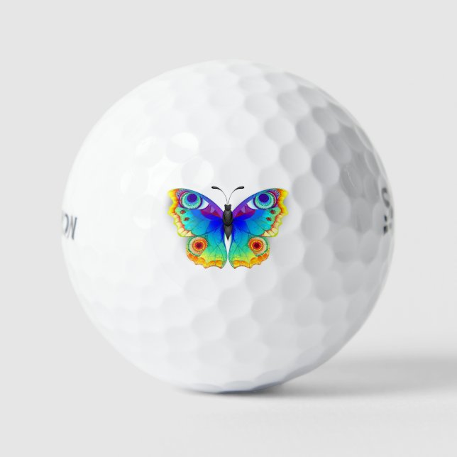 Rainbow Butterfly Peacock Eye Golf Balls (Front)