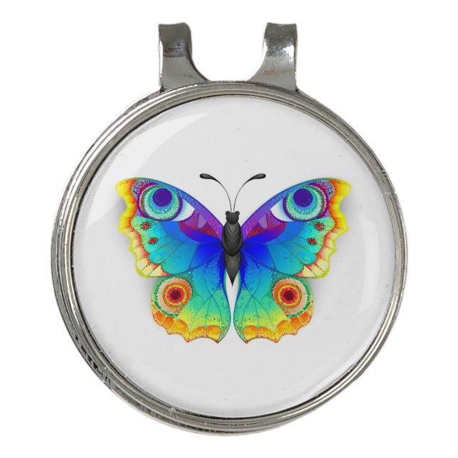 Rainbow Butterfly Peacock Eye Golf Hat Clip (Front)