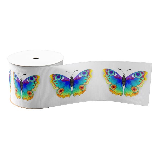 Rainbow Butterfly Peacock Eye Grosgrain Ribbon (Spool)