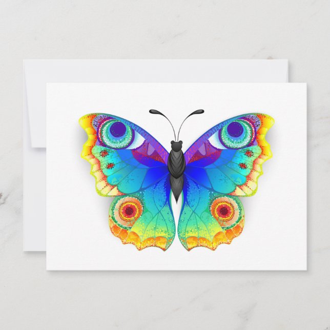 Rainbow Butterfly Peacock Eye Invitation (Front)