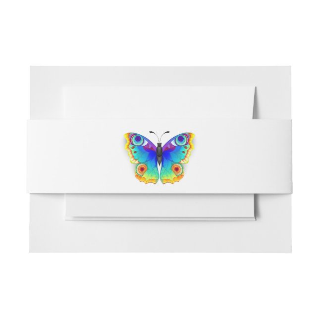 Rainbow Butterfly Peacock Eye Invitation Belly Band (Front Example)