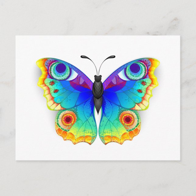 Rainbow Butterfly Peacock Eye Invitation Postcard (Front)
