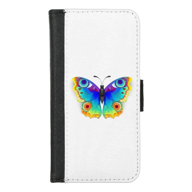 Rainbow Butterfly Peacock Eye iPhone Wallet Case (Front)