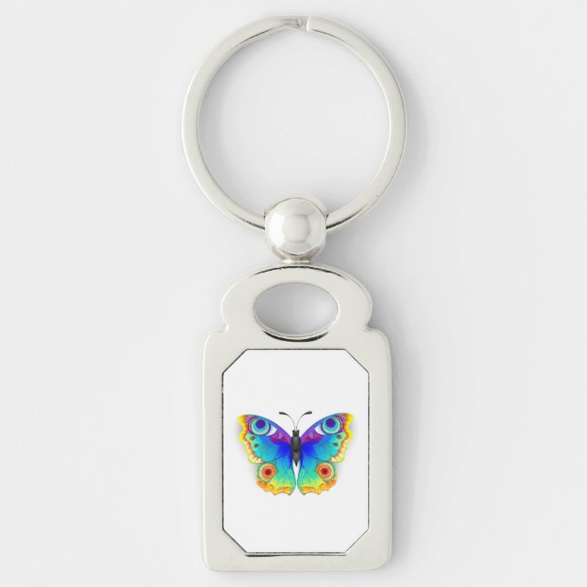 Rainbow Butterfly Peacock Eye Keychain (Front)