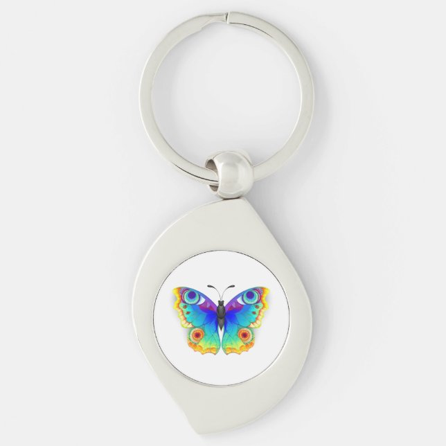 Rainbow Butterfly Peacock Eye Keychain (Front)