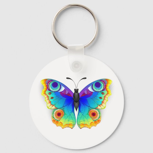 Rainbow Butterfly Peacock Eye Keychain (Front)