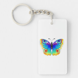 Rainbow Butterfly Peacock Eye Keychain