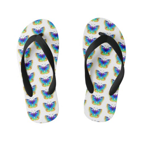 Rainbow Butterfly Peacock Eye Kids Flip Flops