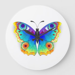 Rainbow Butterfly Peacock Eye Large Clock