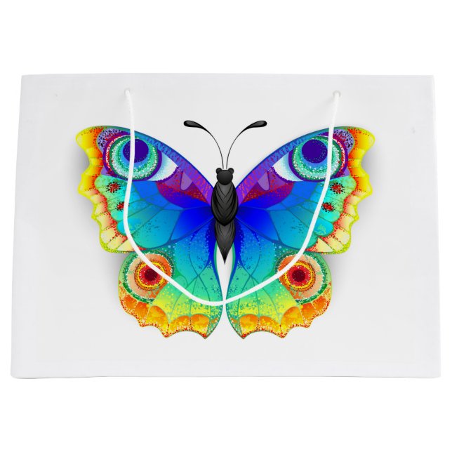 Rainbow Butterfly Peacock Eye Large Gift Bag (Front)