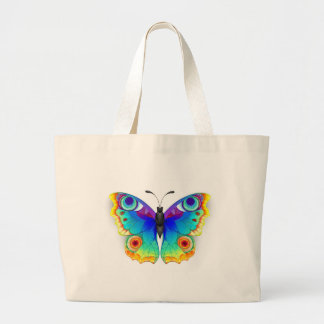 Rainbow Butterfly Peacock Eye Large Tote Bag