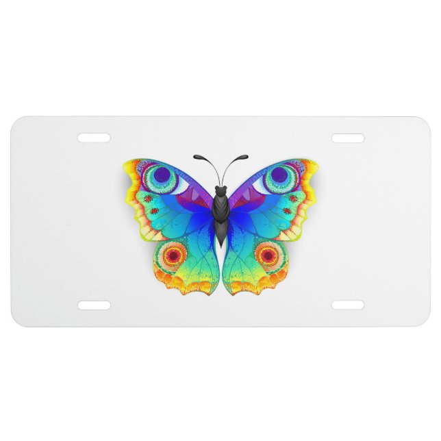 Rainbow Butterfly Peacock Eye License Plate (Front)