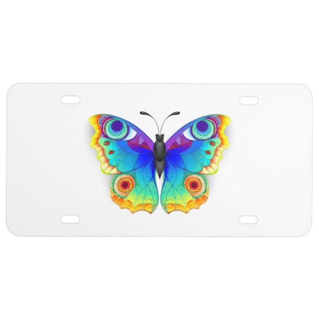 Rainbow Butterfly Peacock Eye License Plate (Front)