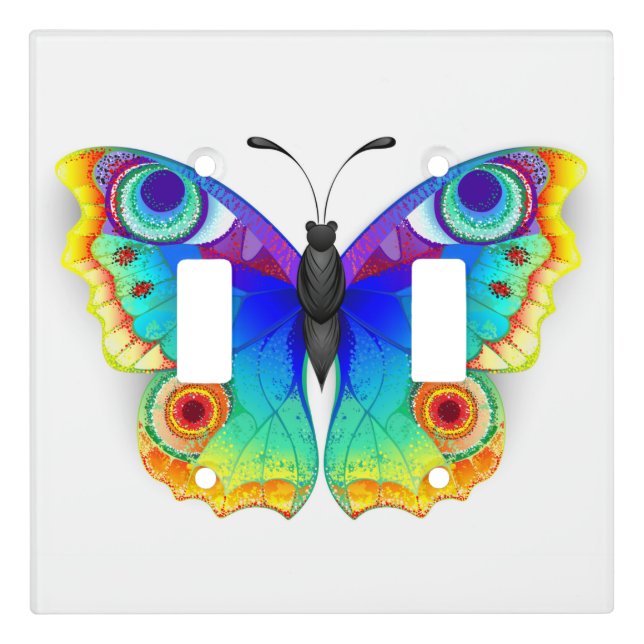Rainbow Butterfly Peacock Eye Light Switch Cover (Front)