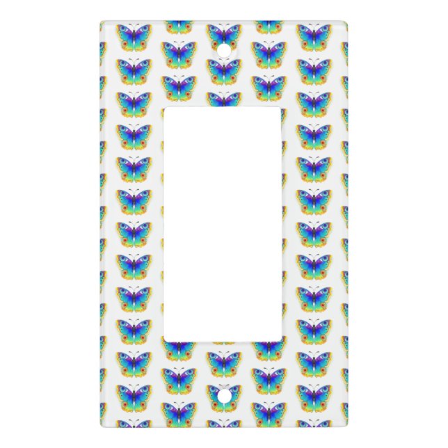 Rainbow Butterfly Peacock Eye Light Switch Cover (Front)