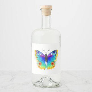 Rainbow Butterfly Peacock Eye Liquor Bottle Label