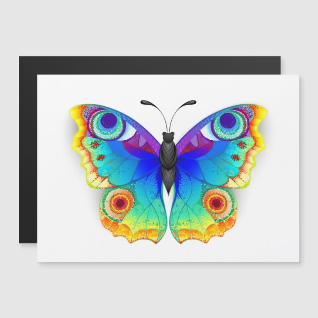 Rainbow Butterfly Peacock Eye Magnetic Invitation (Front/Back)