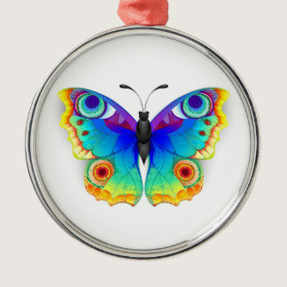 Rainbow Butterfly Peacock Eye Metal Ornament