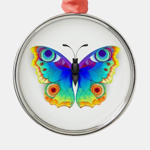 Rainbow Butterfly Peacock Eye Metal Ornament