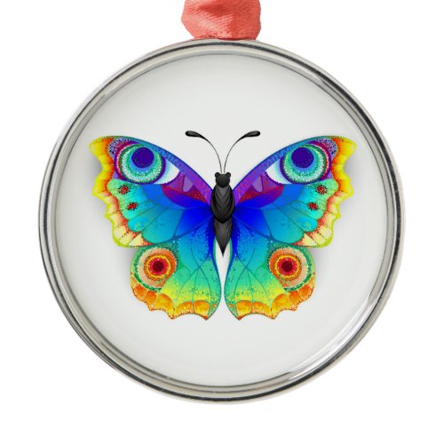 Rainbow Butterfly Peacock Eye Metal Ornament