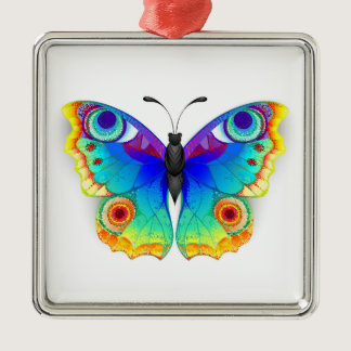 Rainbow Butterfly Peacock Eye Metal Ornament