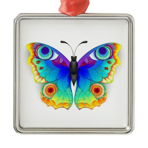 Rainbow Butterfly Peacock Eye Metal Ornament