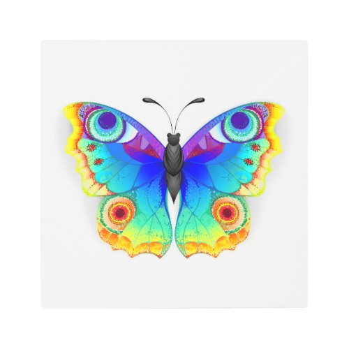 Rainbow Butterfly Peacock Eye Metal Print