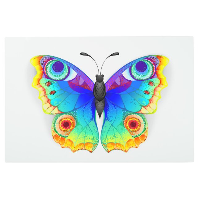 Rainbow Butterfly Peacock Eye Metal Print (Front)