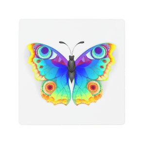 Rainbow Butterfly Peacock Eye Metal Print