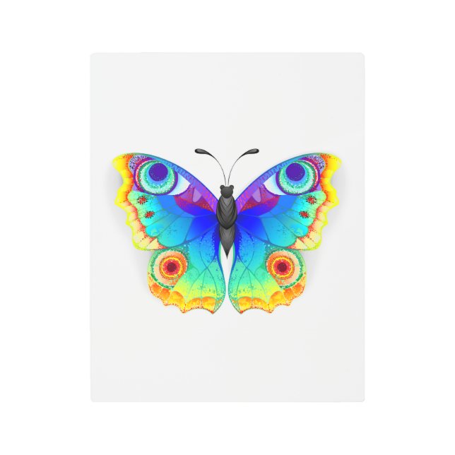 Rainbow Butterfly Peacock Eye Metal Print (Front)