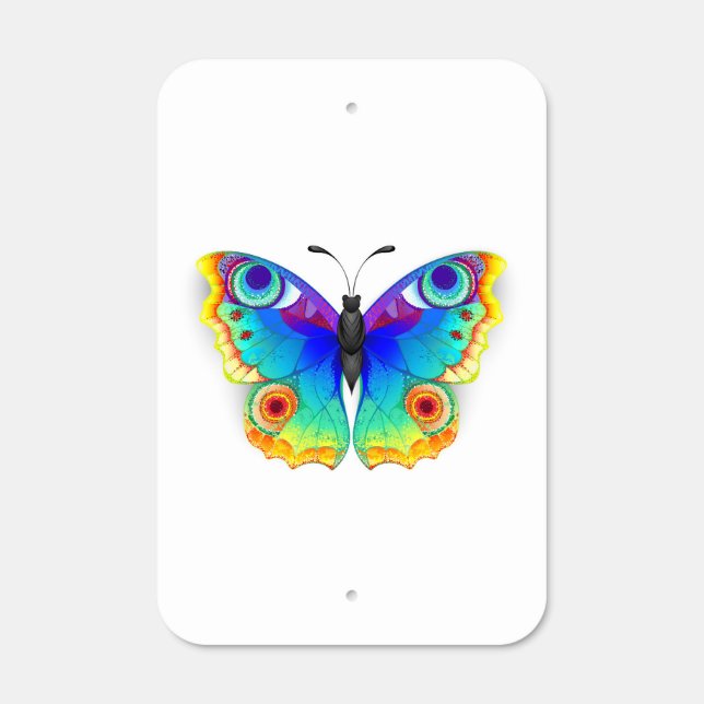 Rainbow Butterfly Peacock Eye Metal Sign (Front)
