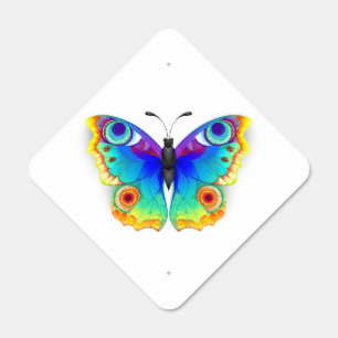 Rainbow Butterfly Peacock Eye Metal Sign