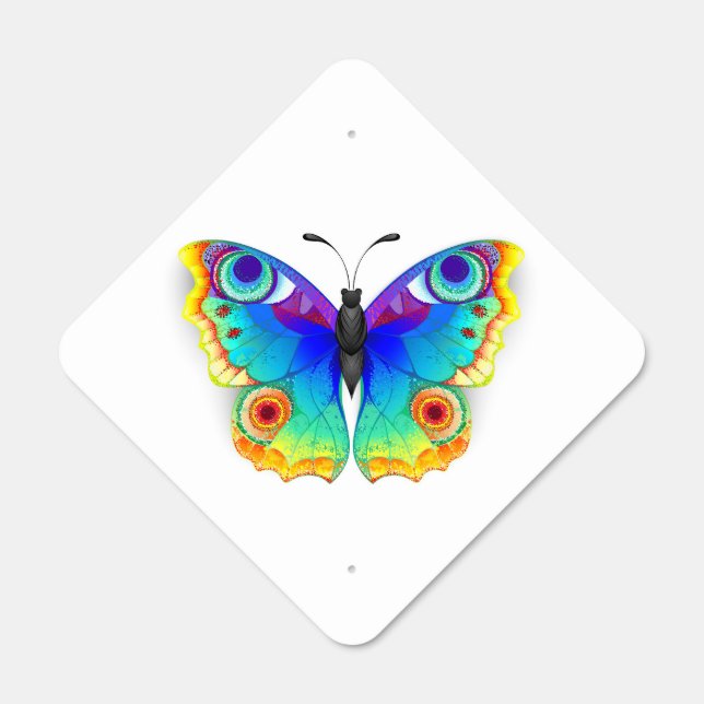 Rainbow Butterfly Peacock Eye Metal Sign (Front)