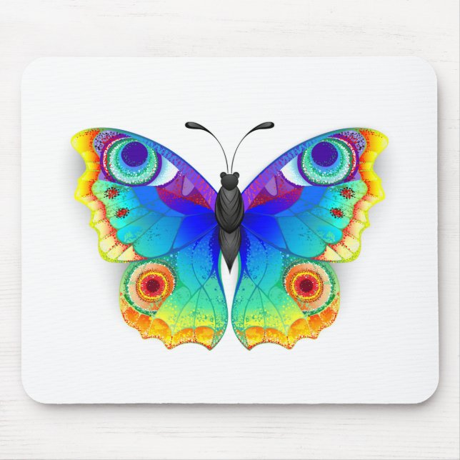 Rainbow Butterfly Peacock Eye Mouse Pad (Front)