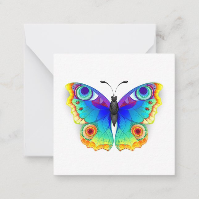 Rainbow Butterfly Peacock Eye Note Card (Front)