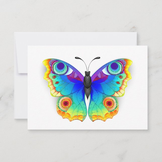 Rainbow Butterfly Peacock Eye Note Card (Front)