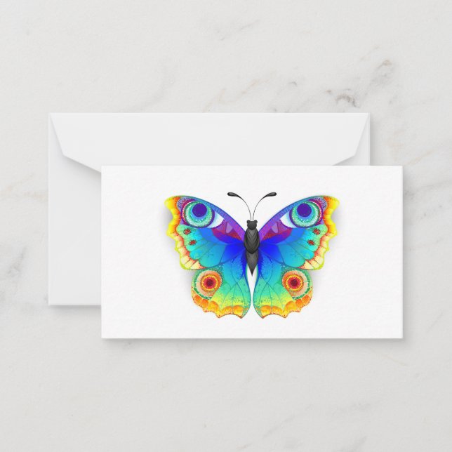 Rainbow Butterfly Peacock Eye Note Card (Front)
