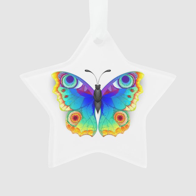 Rainbow Butterfly Peacock Eye Ornament (Front)