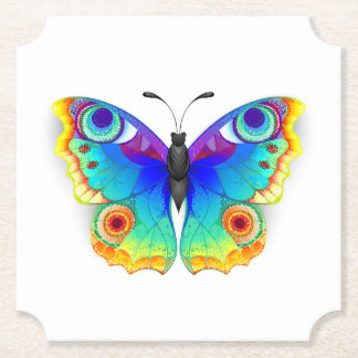 Rainbow Butterfly Peacock Eye Paper Coaster