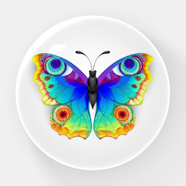 Rainbow Butterfly Peacock Eye Paperweight (Front)