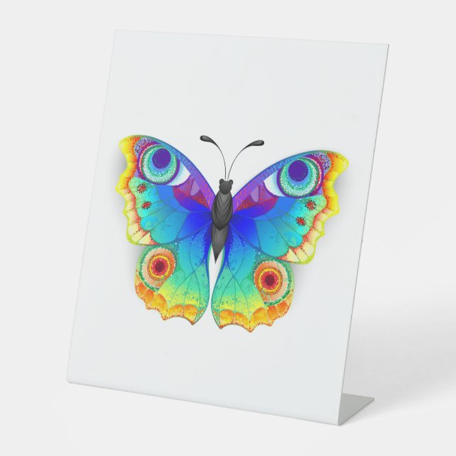 Rainbow Butterfly Peacock Eye Pedestal Sign (Front)