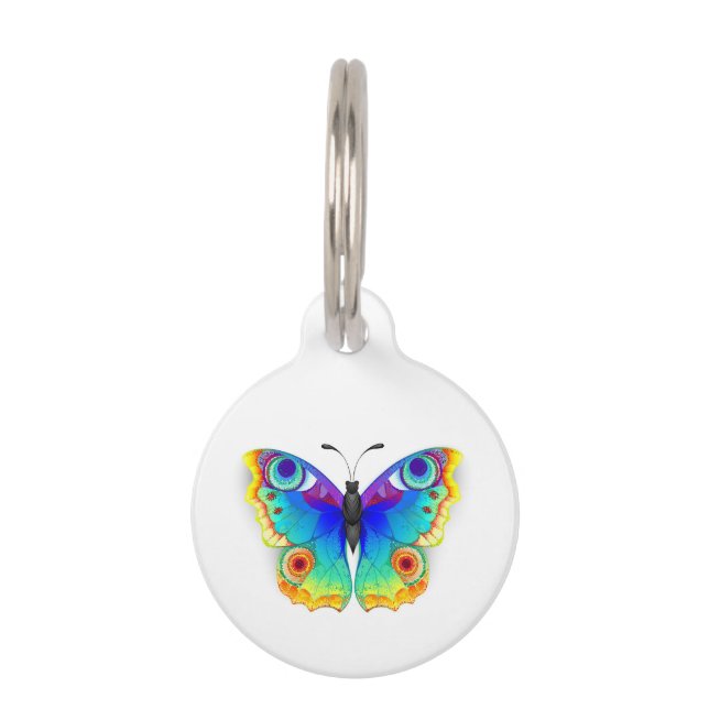 Rainbow Butterfly Peacock Eye Pet ID Tag (Front)