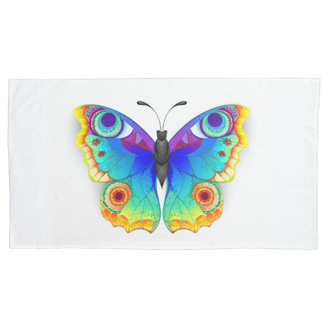 Rainbow Butterfly Peacock Eye Pillow Case (Front)