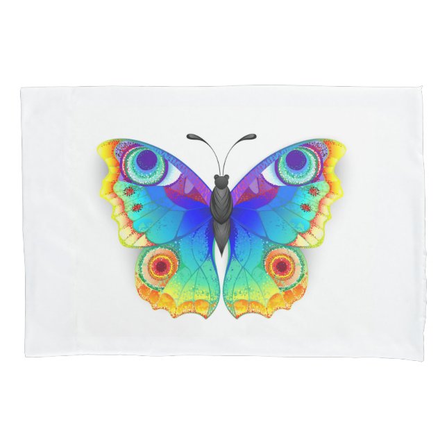 Rainbow Butterfly Peacock Eye Pillow Case (Front)