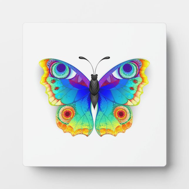 Rainbow Butterfly Peacock Eye Plaque (Front)