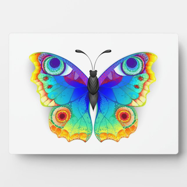 Rainbow Butterfly Peacock Eye Plaque (Front)